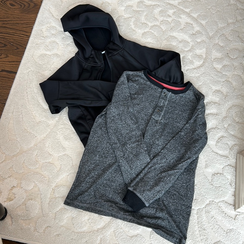 Boys, Old Navy, zip up hoodie and Henley T both size XL, 14–16